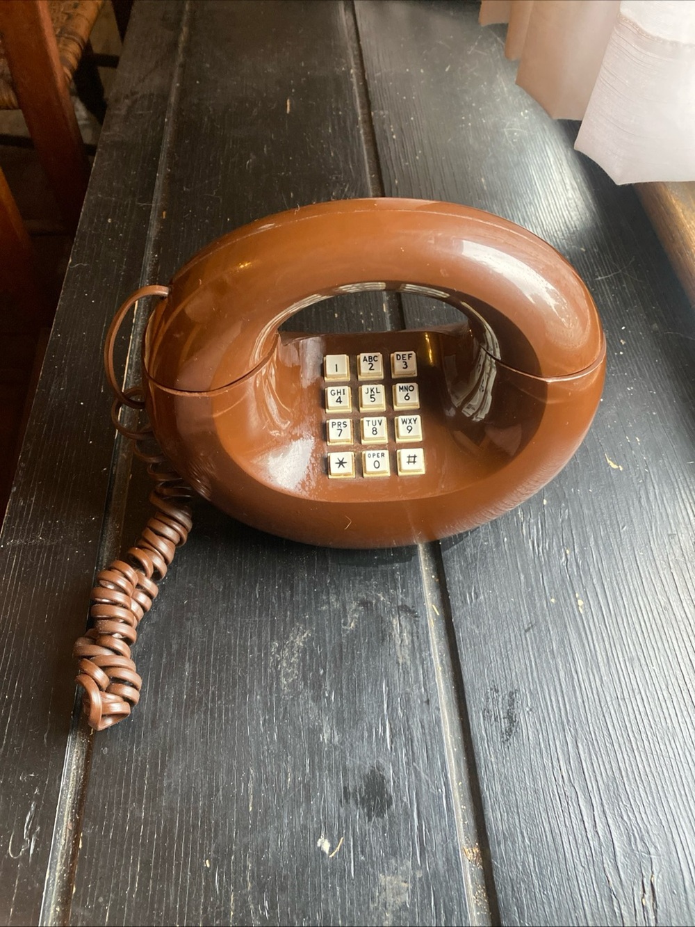 Brown Retro Oval Desk Telephone - Unbranded